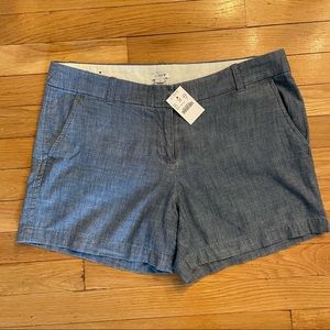 J CREW 5” Chambray Shorts size 10 100% Cotton NEW  B9356